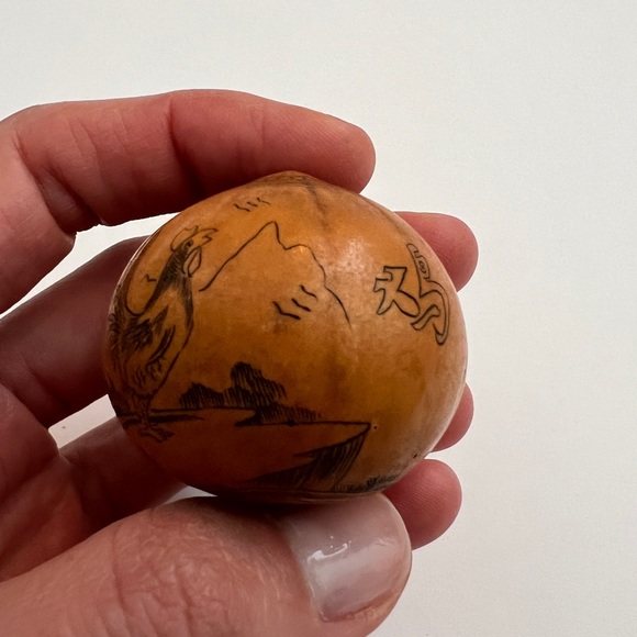 Antique lanzou carved etched gourd Chinese Zodiac year of rooster folk art - Picture 10 of 13